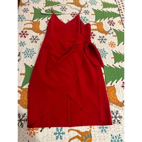 BCBGeneration Red Womens Sleeveless Mini Wrap Dress Size 14 - Picture 3 of 15
